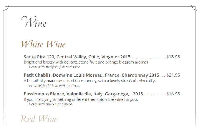 Wine List Example